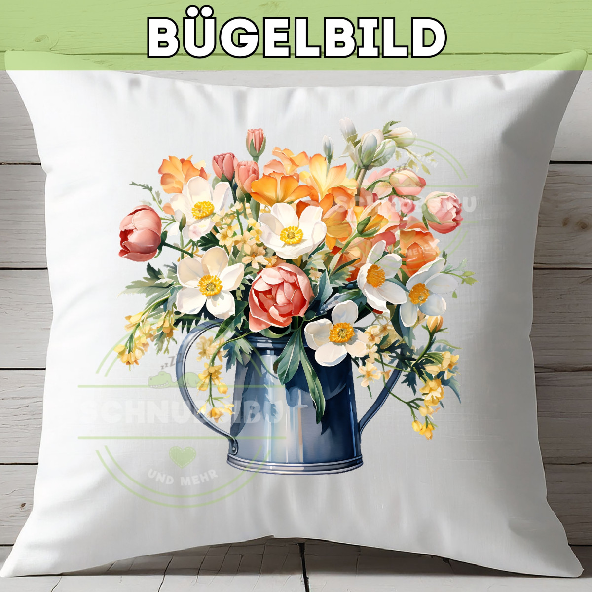 Bügelbild Blumen in Kanne